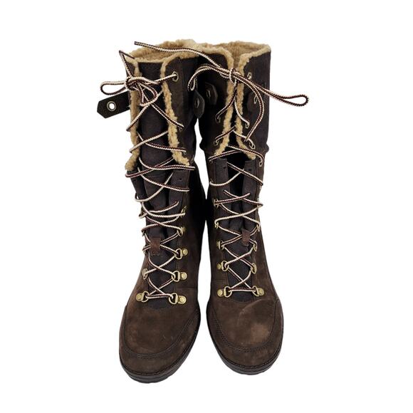 Timberland Earthkeepers Shearling Fold Down Lace Up Wedge Boots Size 9 - Picture 5 of 5